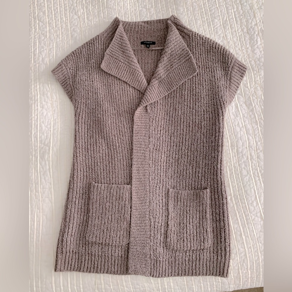 Ann Taylor sweater tunic cap sleeved, tan twead. Very cozy.